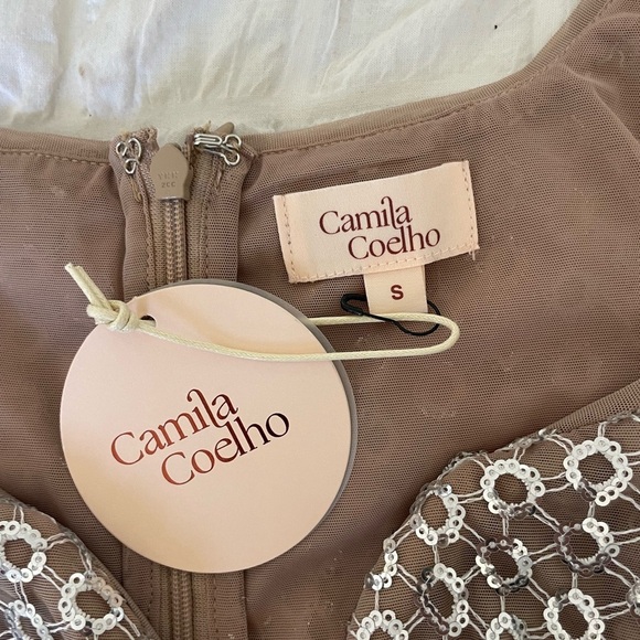 Camila Coelho Thalía Tan Sequin Long Sleeve Bodycon Dress - Picture 6 of 11